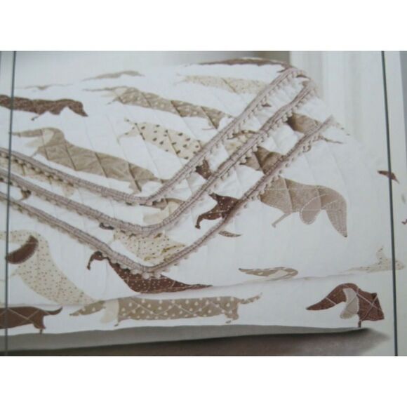 Sleeping Partners New York Dachshund Wiener Dog TWIN 2Pc Quilt Sham Set $120 NEW - Picture 5 of 6